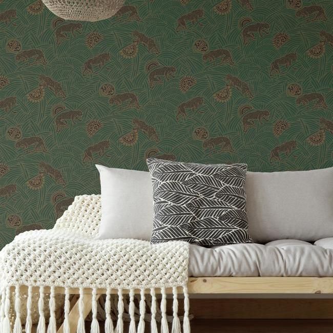 Обои Ronald Redding Tea Garden Tibetan Tigers AF6551 фото в интерьере